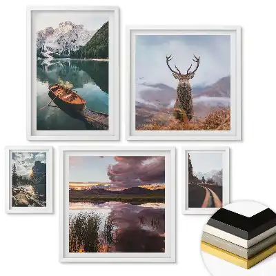 Set de 5 tablouri înrămate Natura în patru versiuni