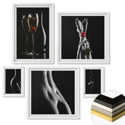 Set 5 tablouri înrămate Eleganță neagră și delicatețe a formei