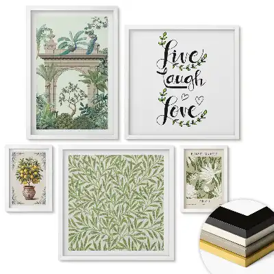 Set 5 tablouri înrămate cu motive botanice pentru design interior
