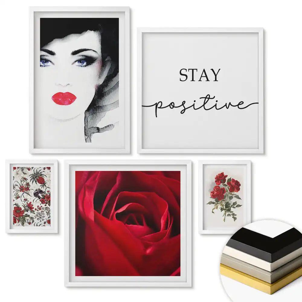 Set de tablouri înrămate cu motive florale și mesaje pozitive