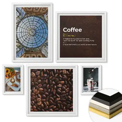 Set 5 tablouri înrămate Cafeaua: magia gustului și aromei