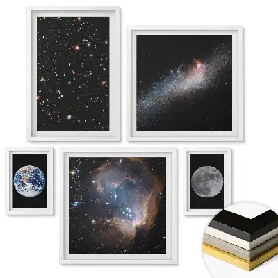 Set 5 tablouri înrămate Frumusețea cosmică a Pământului și a Lunii