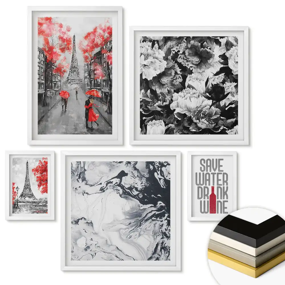 Set 5 tablouri înrămate Parisul romantic în arta modernă