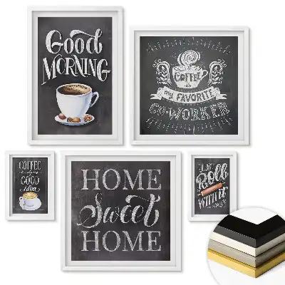 Set de tablouri înrămate cu tema Inspirații pentru cafea și artă pentru casă