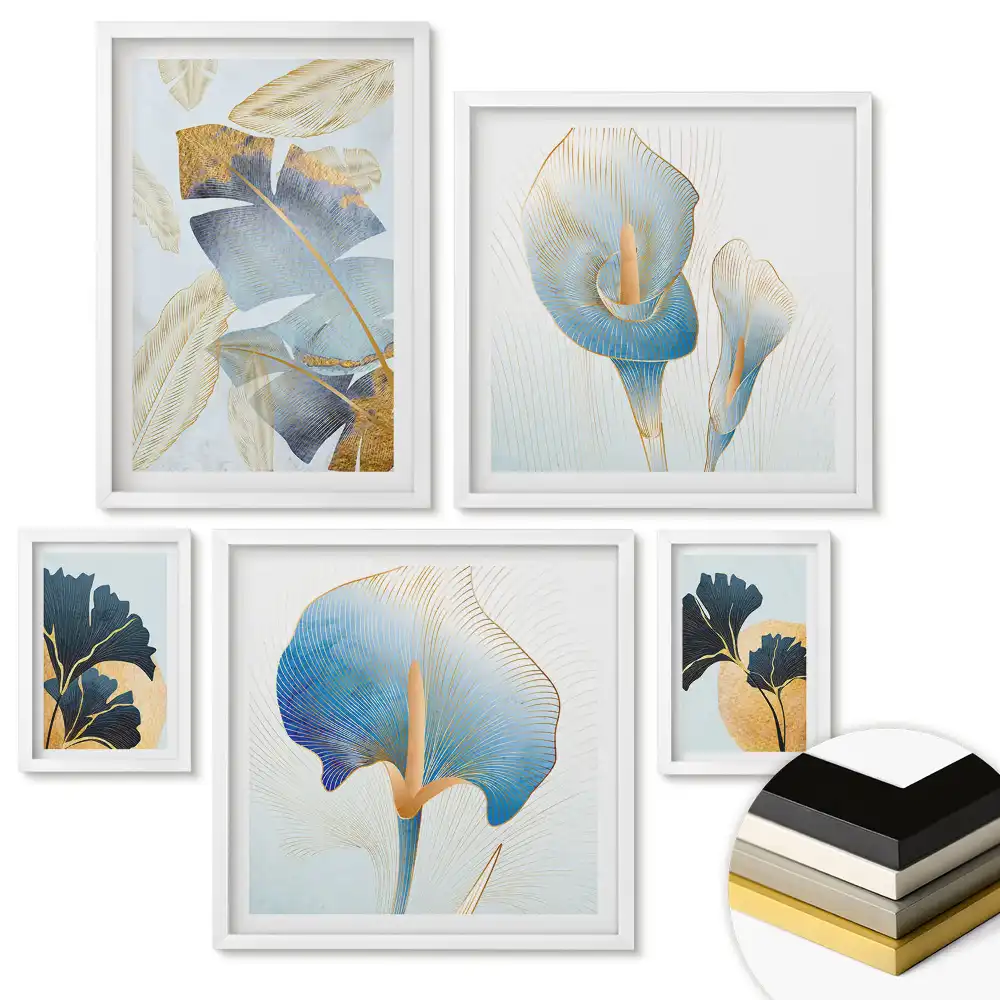 Set de 5 tablouri înrămate cu design floral modern