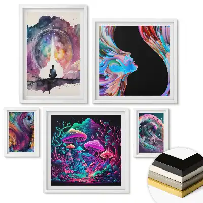 Set de tablouri înrămate Vise cosmice și viziuni colorate