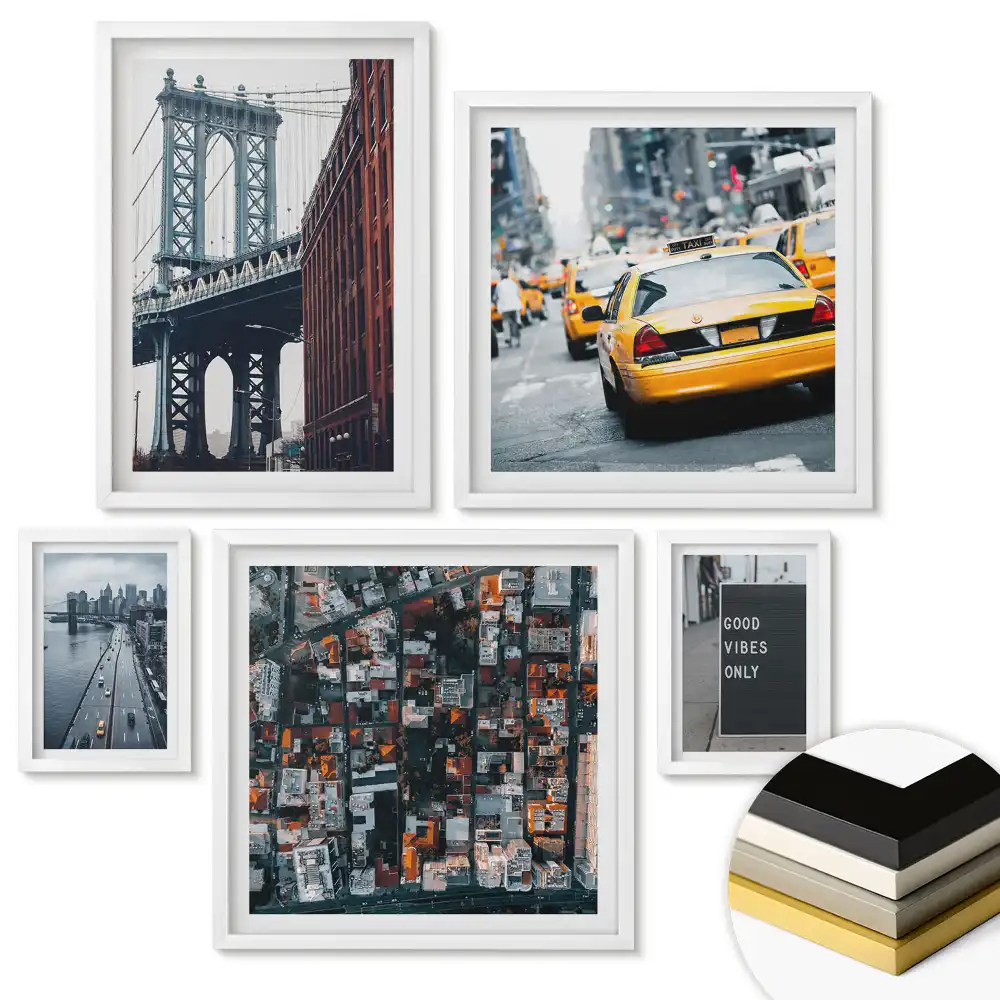 Set de tablouri înrămate Atmosfera newyorkeză și vibrații pozitive