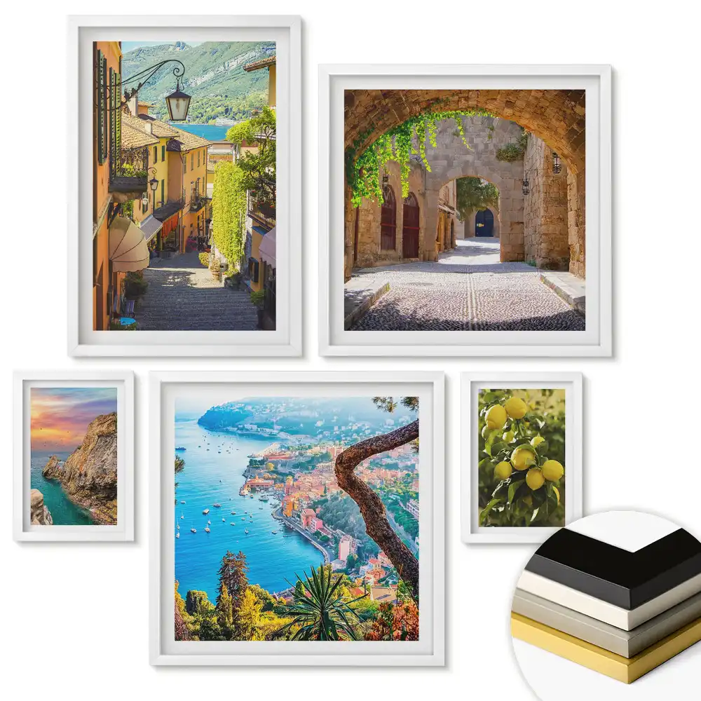 Set de tablouri înrămate Peisaje fermecătoare și străzi colorate