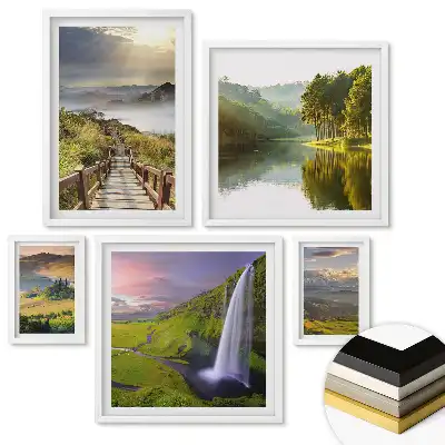 Set de 5 tablouri înrămate Verde în stilul casei
