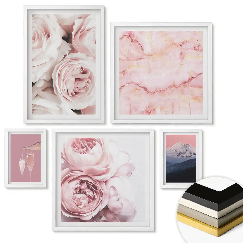 Set 5 tablouri înrămate cu tematică elegantă și romantică