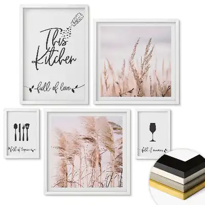 Set de tablouri înrămate cu accente aurii în stil modern