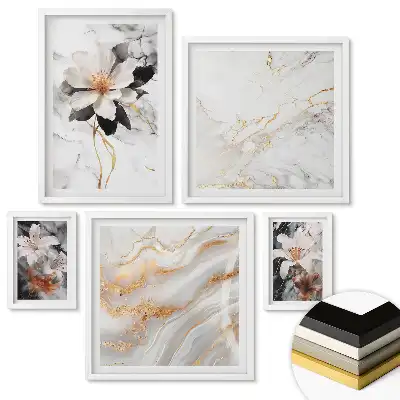 Set de 5 tablouri înrămate Natura și abstracția într-o compoziție armonioasă