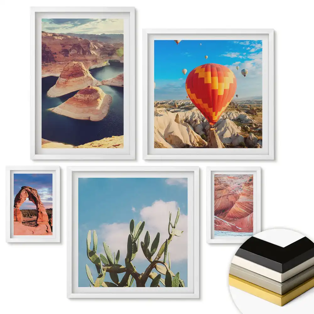 Set de 5 tablouri înrămate Descoperind frumusețea naturii montane