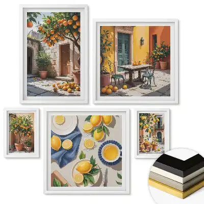 Set de 5 tablouri înrămate Fructe însorite