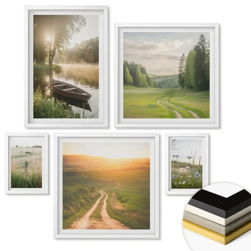 Set de 4 tablouri înrămate Pacea naturii