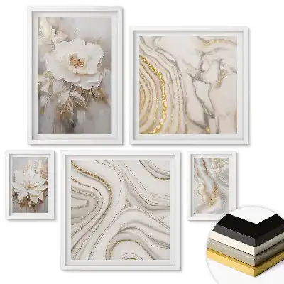 Set de tablouri înrămate Eleganță în nuanțe de auriu și bej