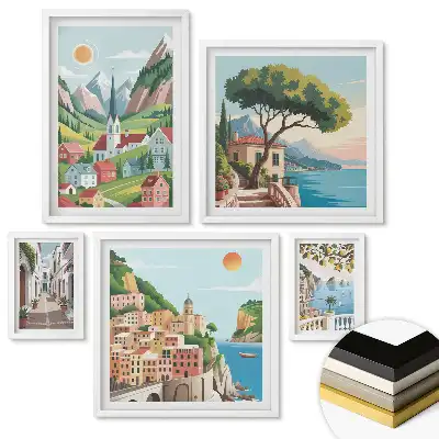 Set de tablouri înrămate cu picături de rouă pe plante delicate