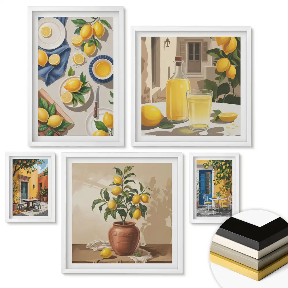 Set 5 tablouri înrămate Amintiri de vară dintr-o stațiune de pe litoral