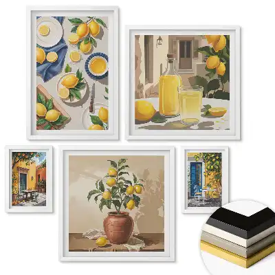 Set 5 tablouri înrămate Amintiri de vară dintr-o stațiune de pe litoral