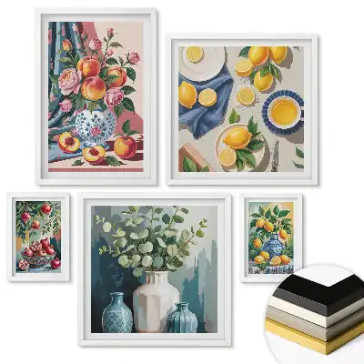 Set de tablouri înrămate cu compoziții colorate inspirate din fructe