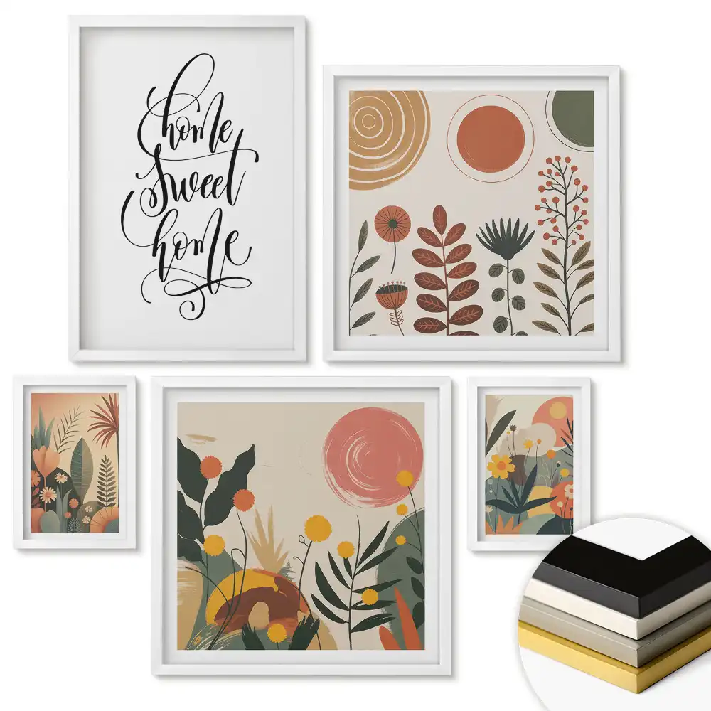 Set de tablouri înrămate cu design floral modern