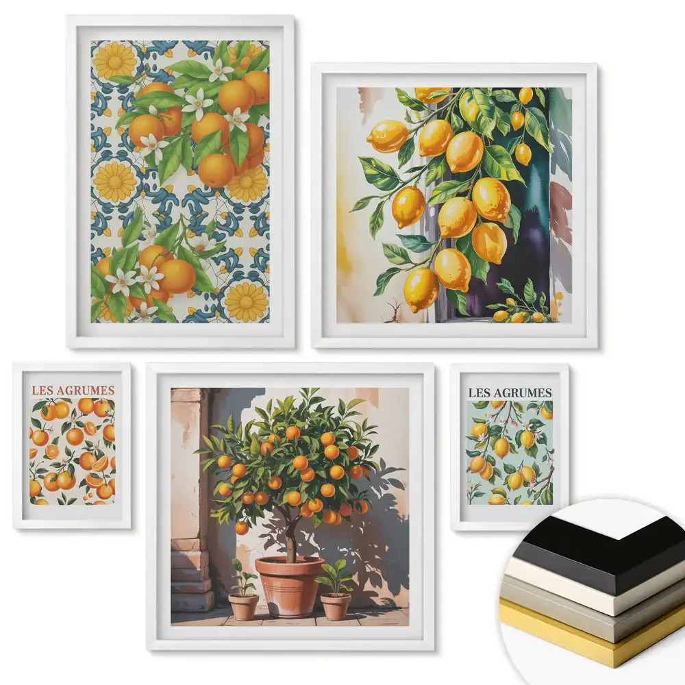 Set de tablouri înrămate Inspirații citrice în nuanțe de galben