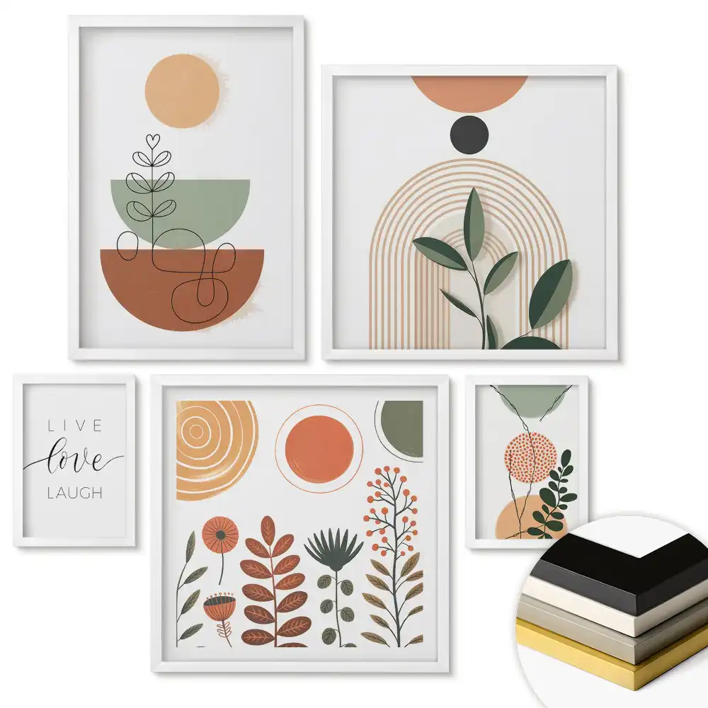 Set de tablouri înrămate cu peisaje abstracte în culori discrete
