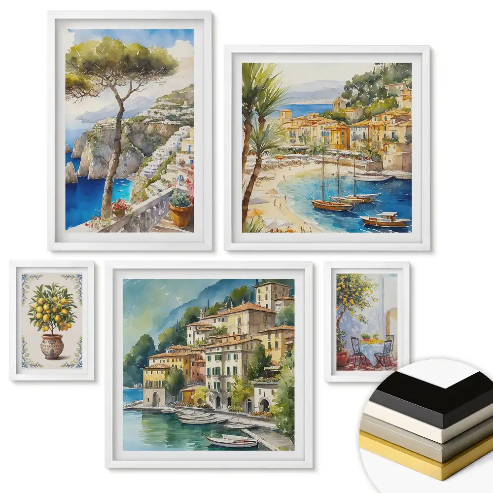 Set 5 tablouri înrămate cu tematică orașe în alb și negru