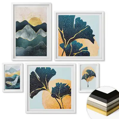 Set de tablouri înrămate cu ilustrații botanice de piață de fructe