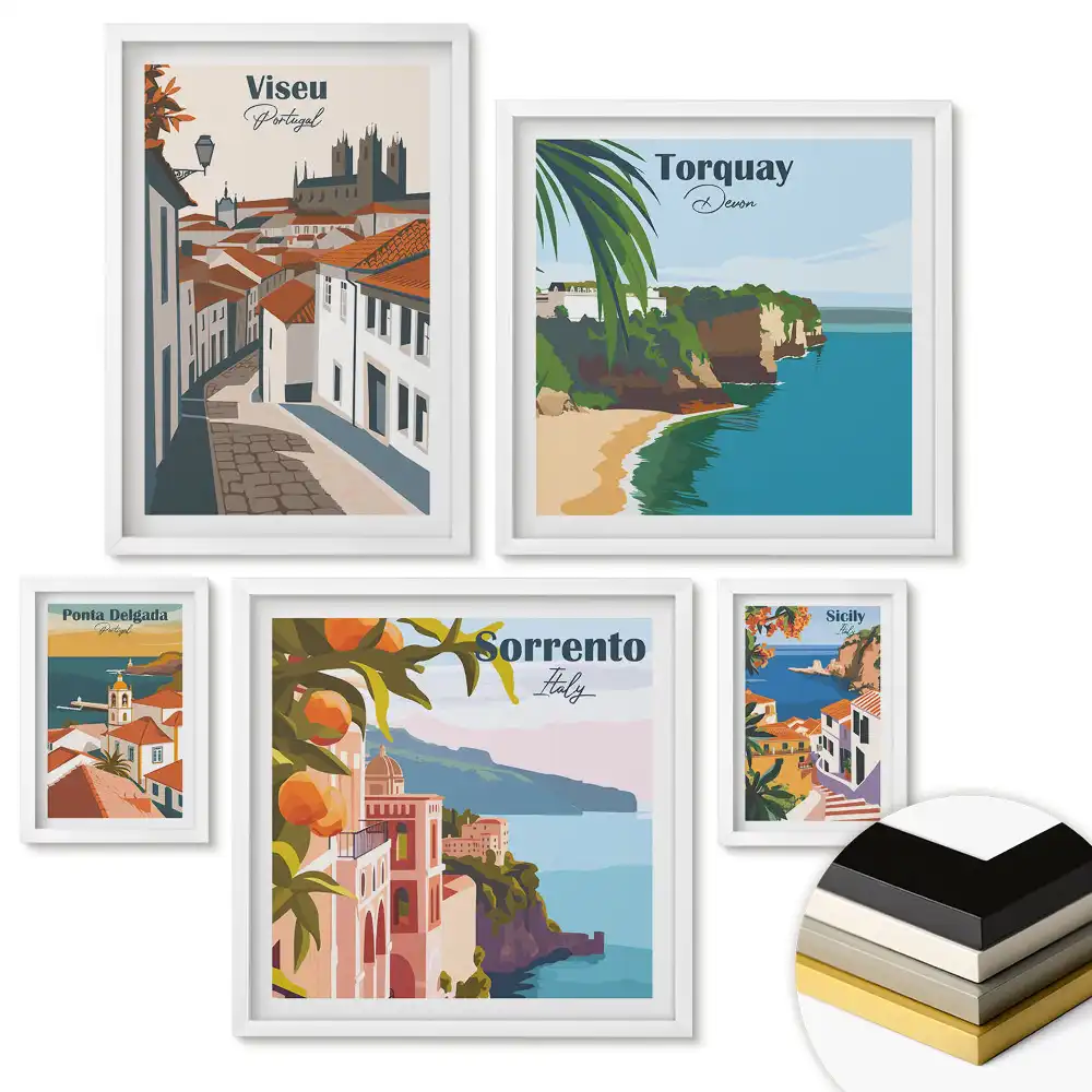 Set de 5 tablouri înrămate Natura în patru versiuni