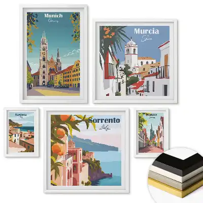 Set de tablouri înrămate Orașe europene în stil artistic