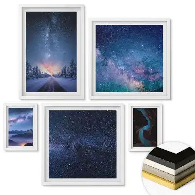 Set de tablouri înrămate cu peisaje montane de toamnă în acuarelă