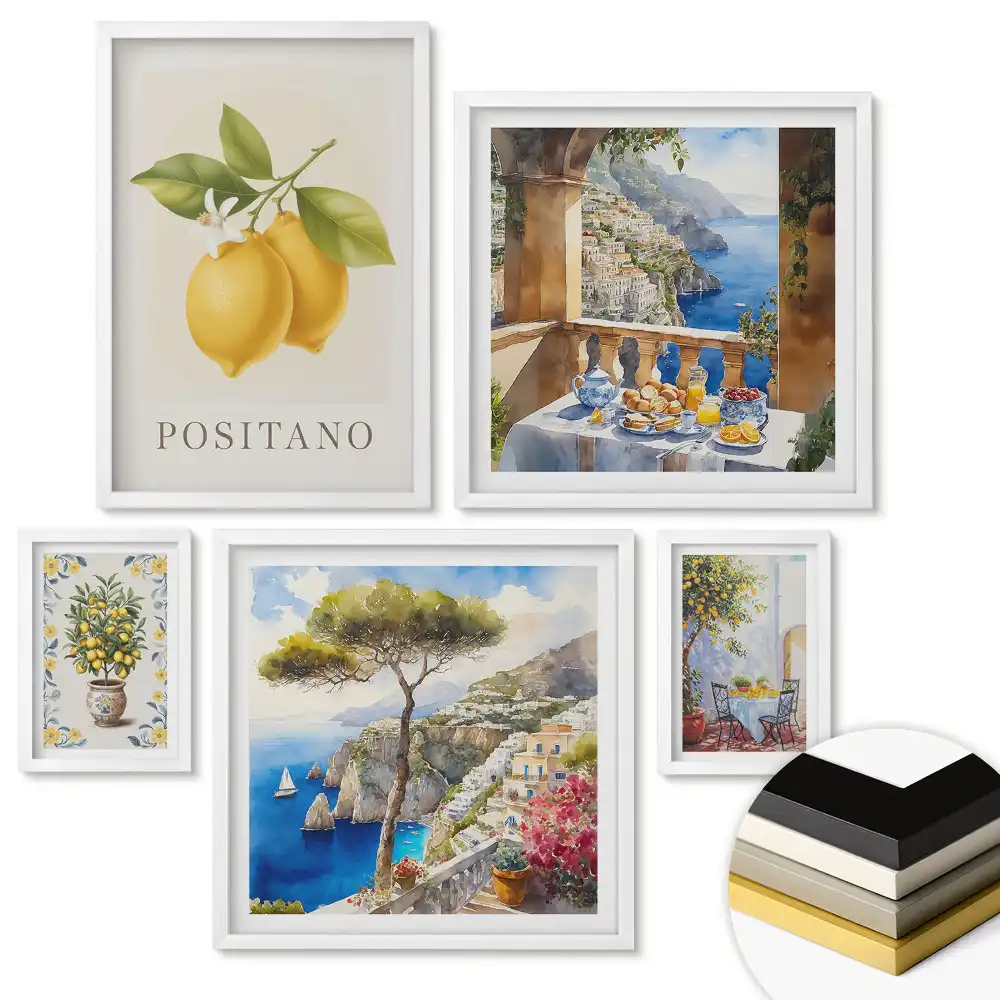 Set 5 tablouri înrămate Locuri pitorești în culorile verii