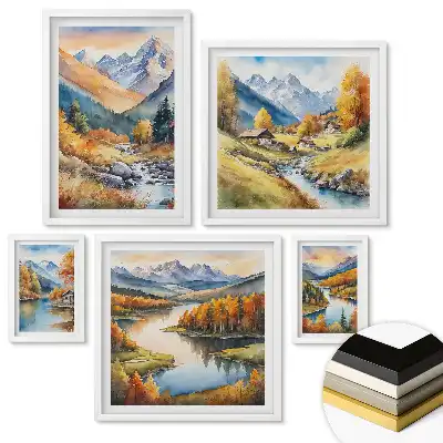 Set de tablouri înrămate cu peisaje italiene și accente de lămâie