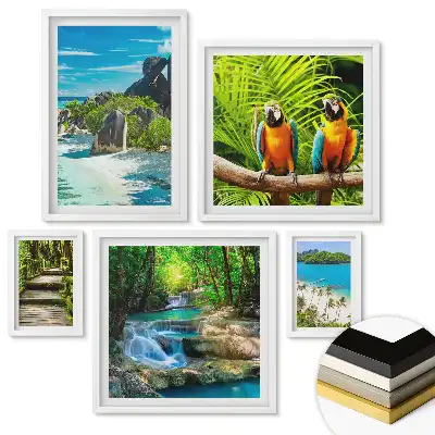 Set de tablouri înrămate cu peisaje tropicale liniștite