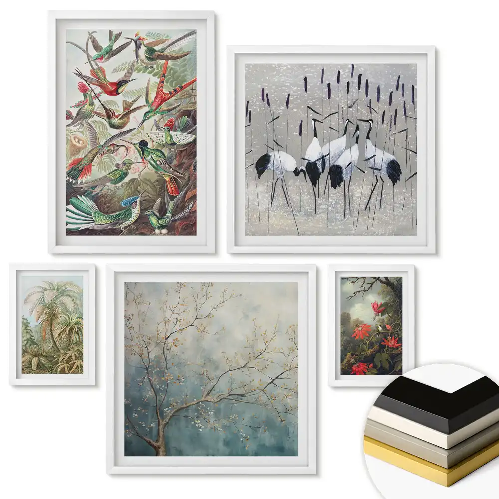 Set 5 tablouri înrămate cu grafică roz motivațională și relaxantă