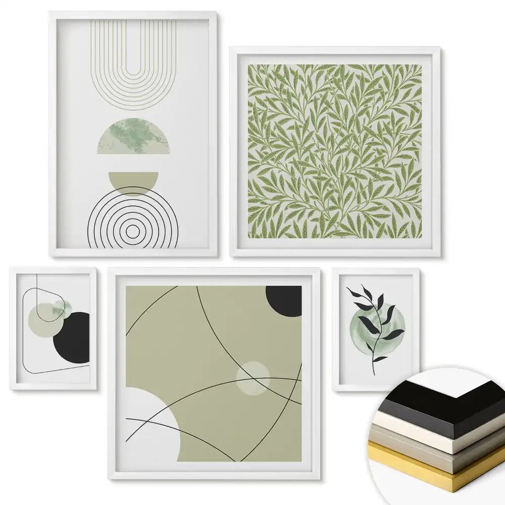 Set de tablouri înrămate cu abstracțiuni moderne în culori discrete