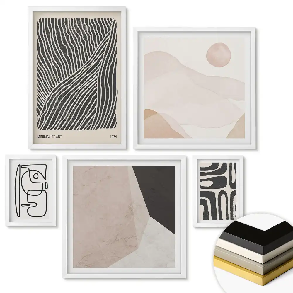 Set de tablouri înrămate cu forme moderne în stil minimalist