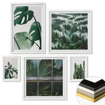 Set de 5 tablouri înrămate Armonie verde în stil minimalist