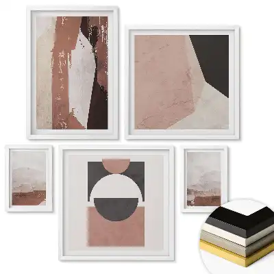 Set de tablouri înrămate cu peisaje abstracte în culori discrete