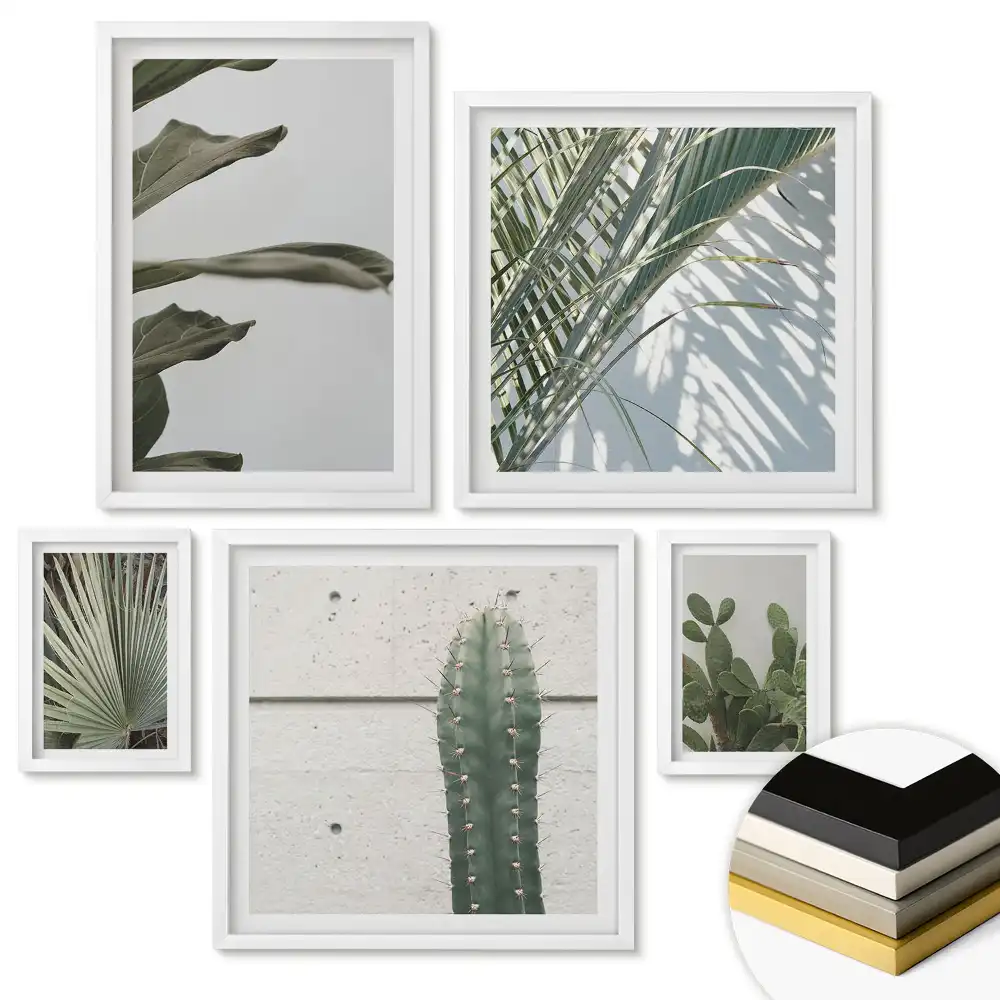 Set 5 tablouri înrămate Inspirații verzi în stil minimalist