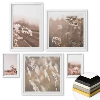 Set de tablouri înrămate cu peisaje florale în nuanțe delicate