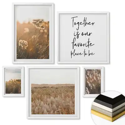 Set 5 tablouri înrămate Peisaje florale în lumină blândă