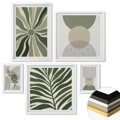 Set de tablouri înrămate cu modele abstracte în nuanțe de verde