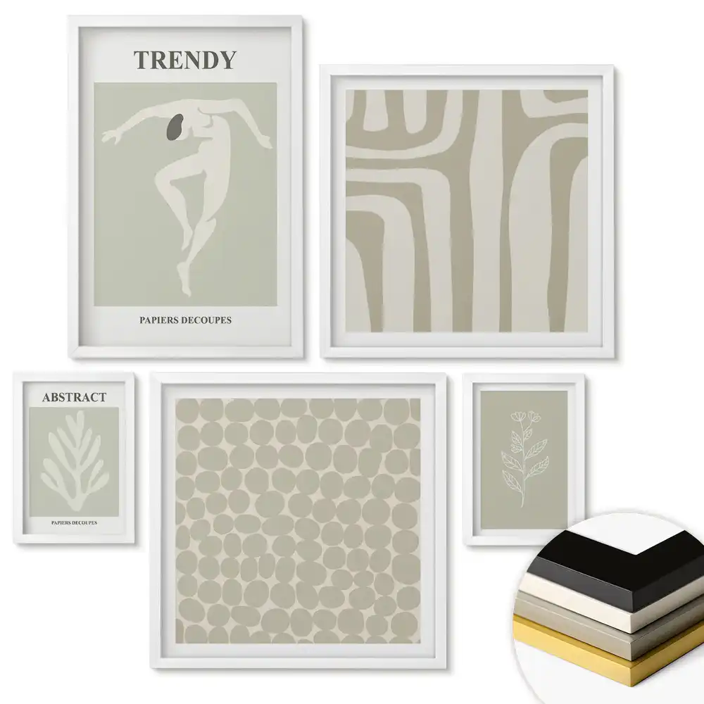 Set de tablouri înrămate cu modele moderne în culori discrete
