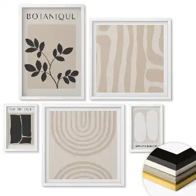Set de 5 tablouri înrămate cu modele moderne în culori discrete