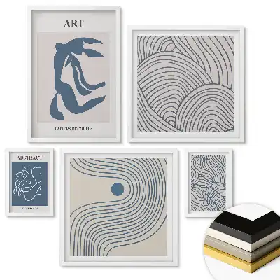 Set de tablouri înrămate cu modele abstracte în culori discrete