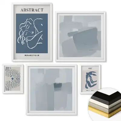 Set 5 tablouri înrămate cu artă modernă în stil minimalist