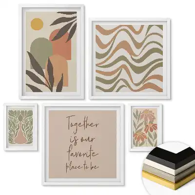 Set 5 tablouri înrămate cu modele colorate pentru un interior confortabil