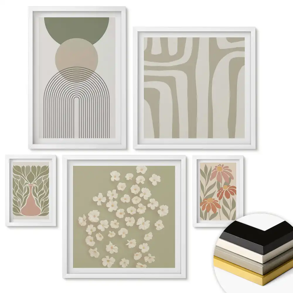 Set de tablouri înrămate cu modele moderne și flori delicate